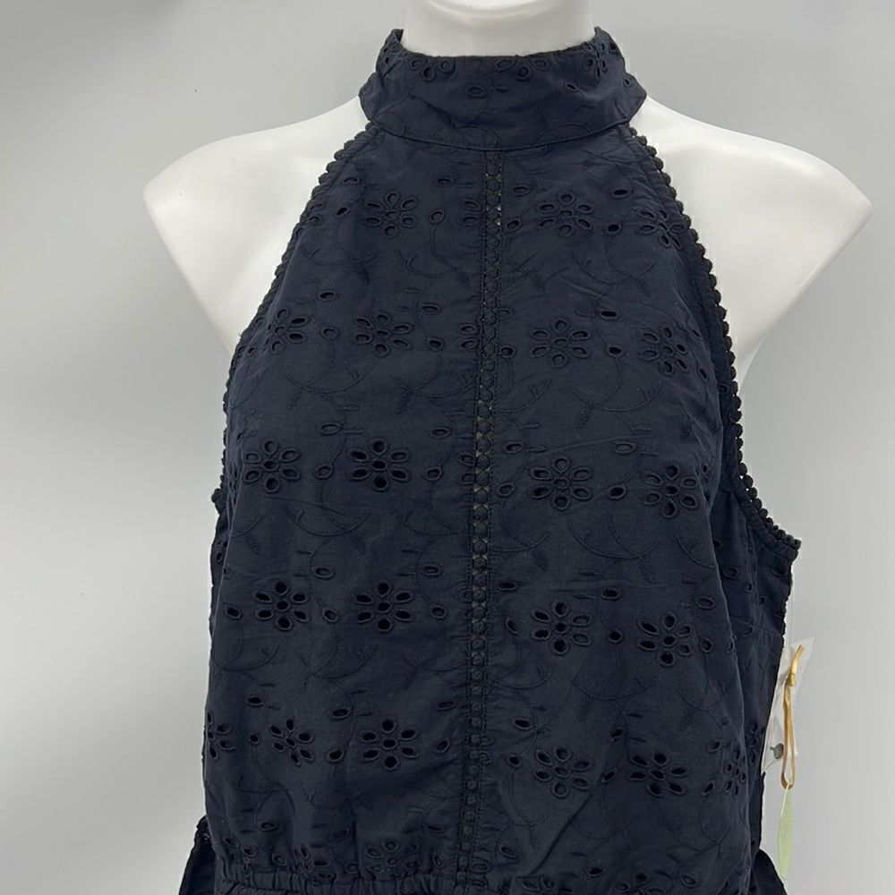 Ryegrass black eyelet halter top extra large